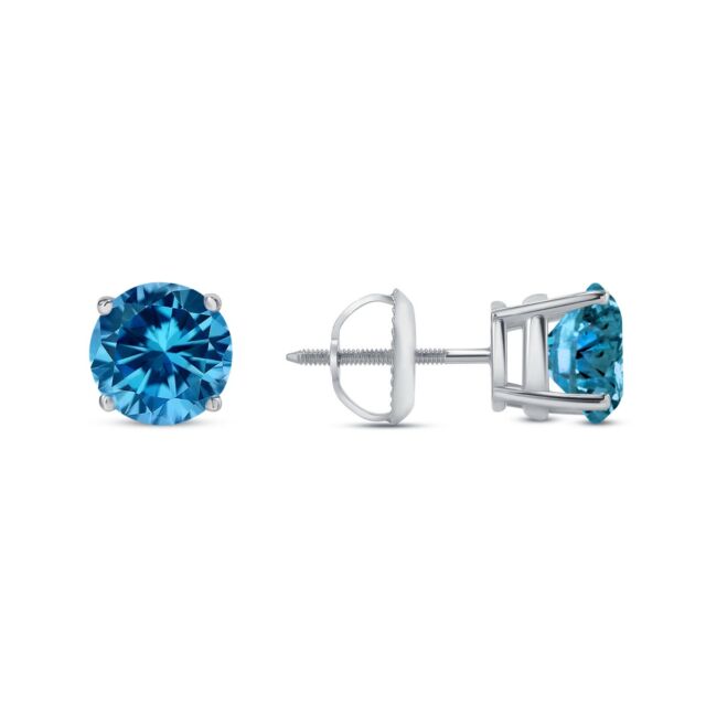 Lightbox Lab Grown Blue Diamond Halo Earrings in 14kt White Gold (1ct –  Day's Jewelers